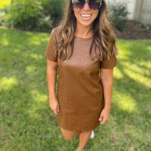 Olivaceous Leather Dress